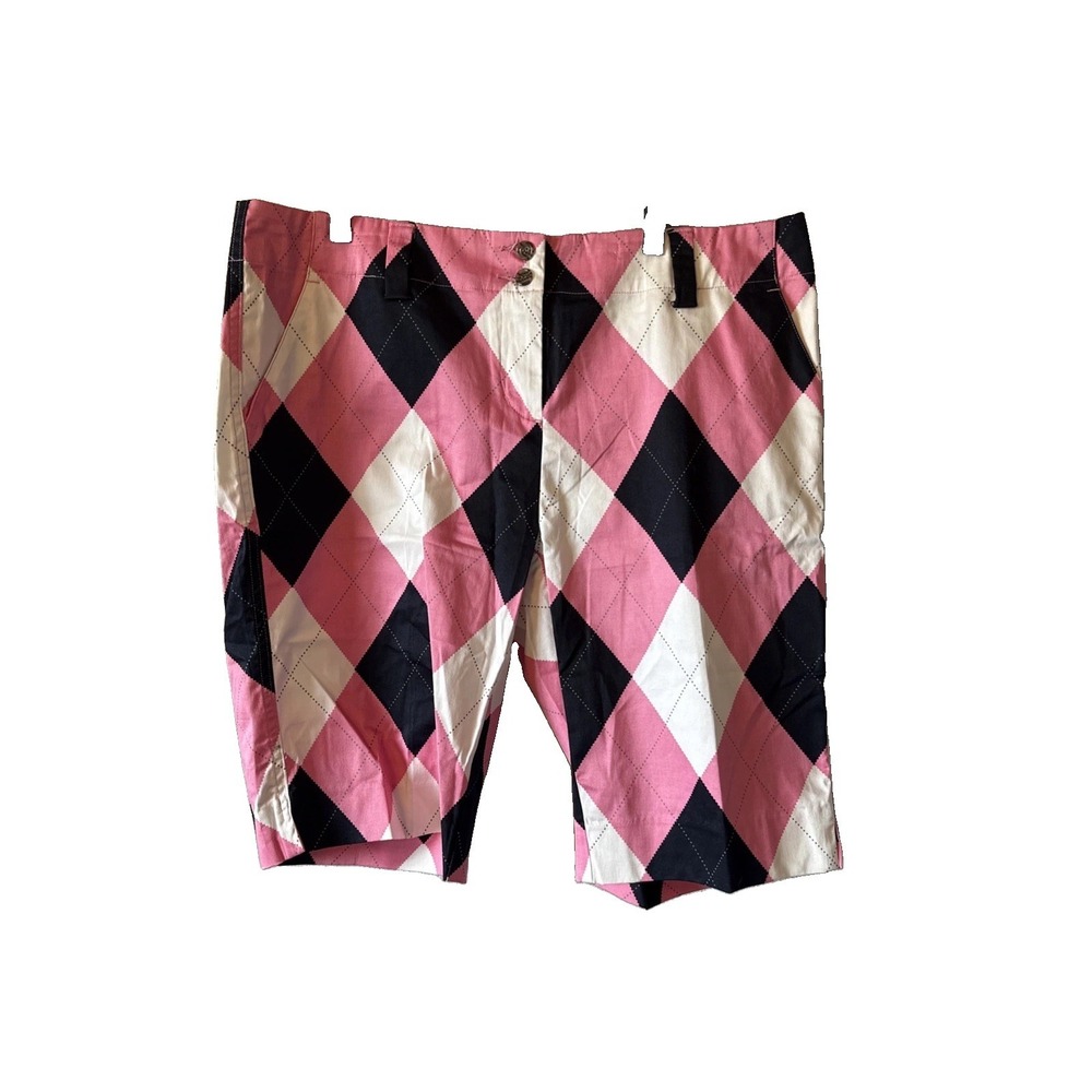 Loudmouth Pink Black White Argyle Golf Activewear Shorts Womens Size 12